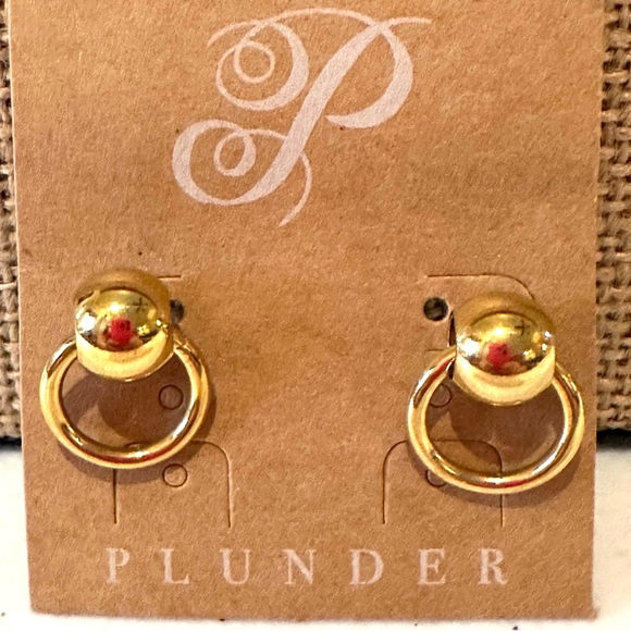 NWT Earrings by Plunder- gold tone post back with small circle dangle - Picture 3 of 6
